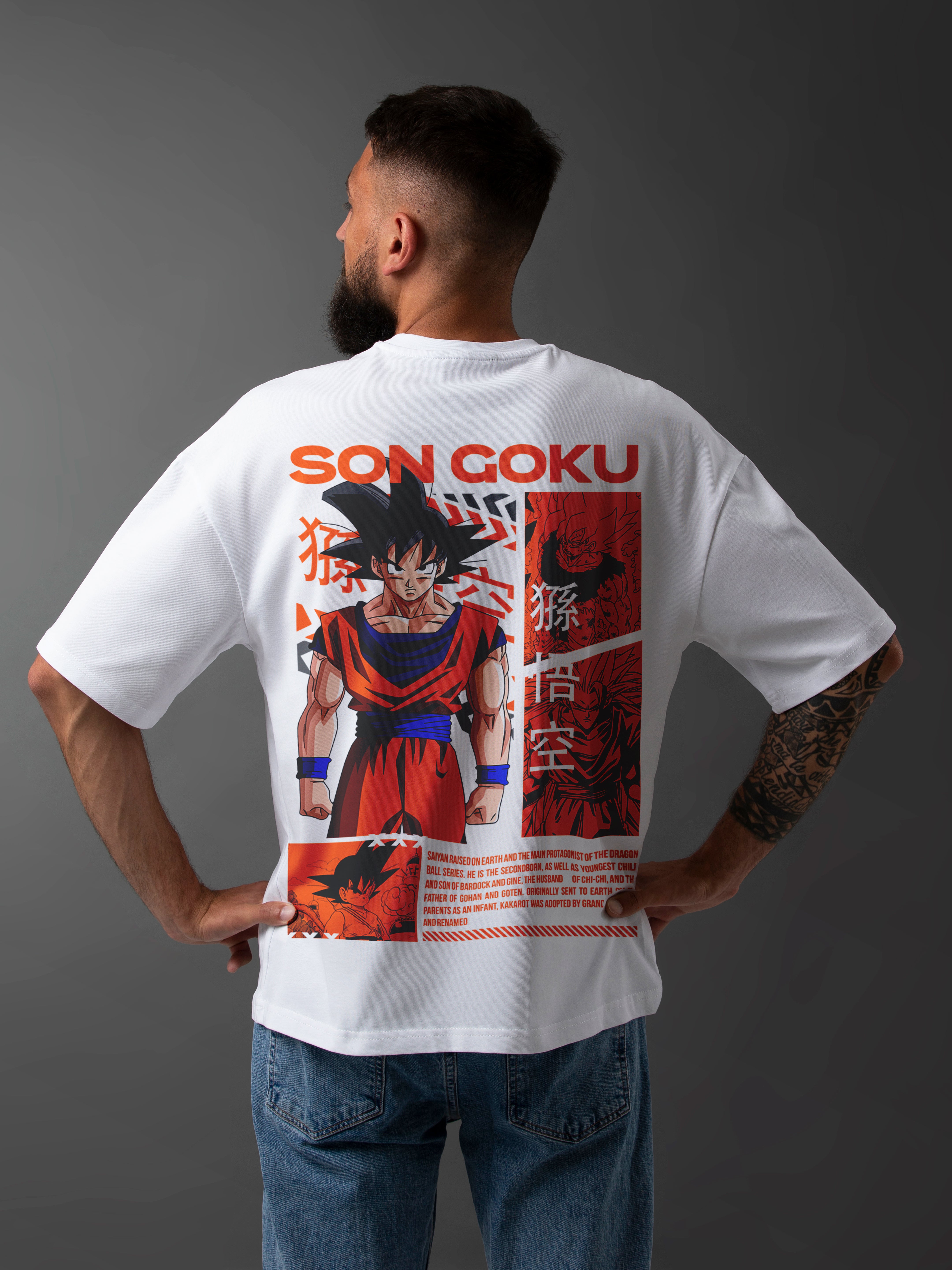 Men's Cotton Graphic Printed Oversized T-shirt: Dragon Ballz Goku
