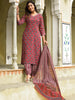 Rustic Red Beauty: Printed Kurta & Pant Set with Matching Dupatta