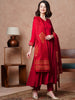 Regal Solid Anarkali Ensemble with Detailed Dupatta