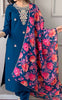 Floral Embroidered Regular Thread Work Straight Kurta With Trousers & Dupatta