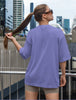 Women's Cotton Graphic Printed Oversized Lavender T-shirt : Mystical Soul