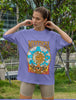 Women's Cotton Graphic Printed Oversized Lavender T-shirt : Mystical Soul