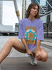 Women's Cotton Graphic Printed Oversized Lavender T-shirt : Mystical Soul