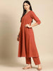Elegant Rust Orange Anarkali Kurta, Pant with Printed Dupatta Set