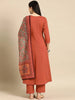 Elegant Rust Orange Anarkali Kurta, Pant with Printed Dupatta Set