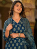 Oceanic Blue Grace: Floral Block Printed Kurta Set