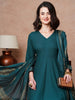 Regal Solid Anarkali Ensemble with Detailed Dupatta
