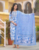 "Serene Blooms: Blue Floral Cotton Blend Kurta Set"