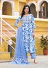 "Serene Blooms: Blue Floral Cotton Blend Kurta Set"