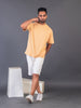 LYKCON Mens's Cotton Lycra Oversized T-shirt -Beige