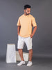 LYKCON Mens's Cotton Lycra Oversized T-shirt -Beige