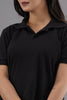 Lykcon Women's Polo Neck Premium Cotton T-Shirt- Solid Black