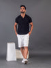 Lykcon Men's Polo Neck Premium Cotton T-Shirt- Solid Black