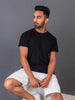 Lykcon Men's Round Neck Premium Cotton T-Shirt- Solid Black