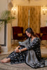 Classic Black Anarkali Kurta Set with Contrasting Prints