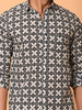 "Geometric Poise: Precision Print Cotton Shirt"