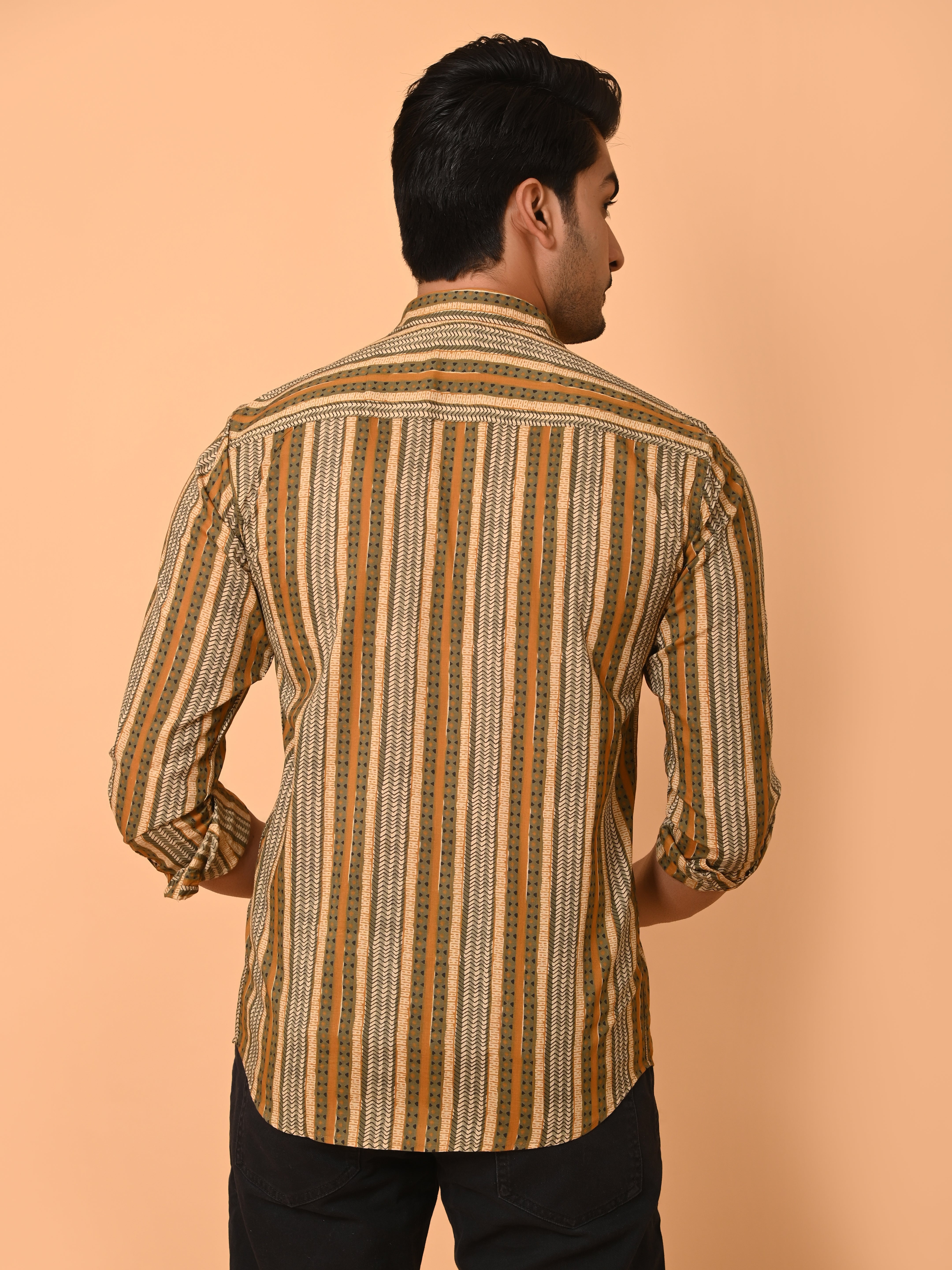 "Tribal Rhythms: Ethno-Striped Cotton Ensemble"