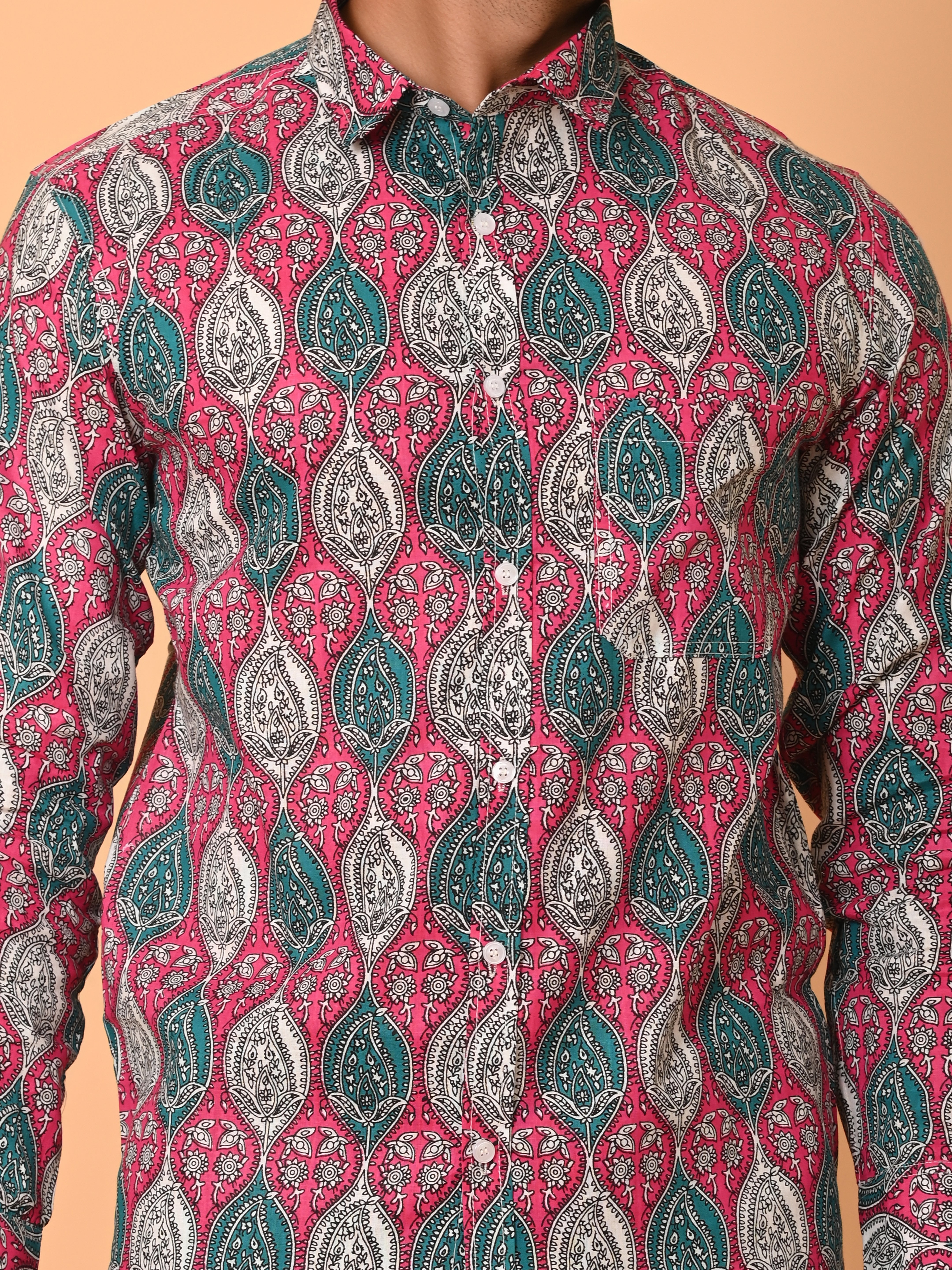 "Paisley Panache: Vibrant Tapestry Cotton Shirt"