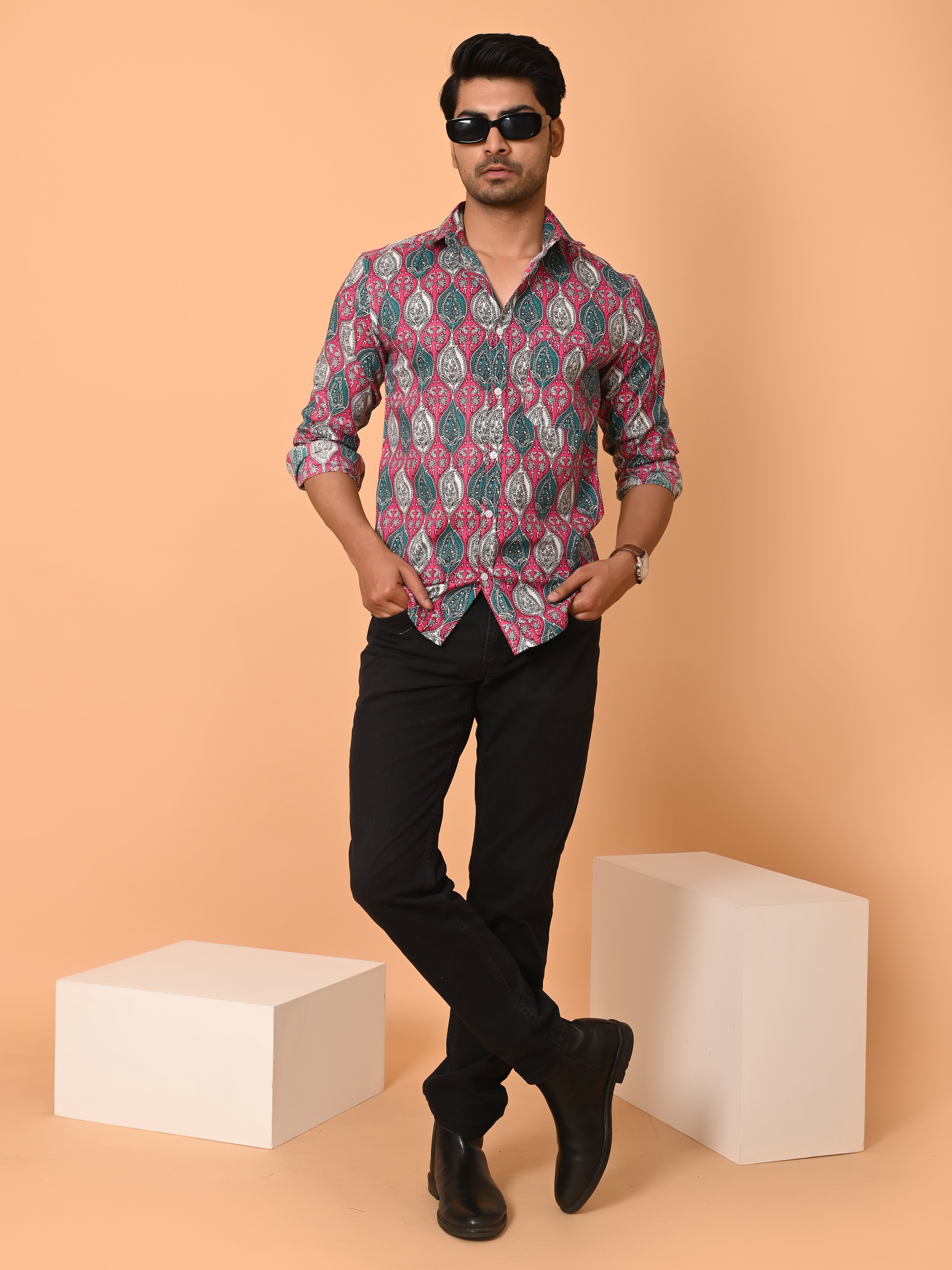 "Paisley Panache: Vibrant Tapestry Cotton Shirt"