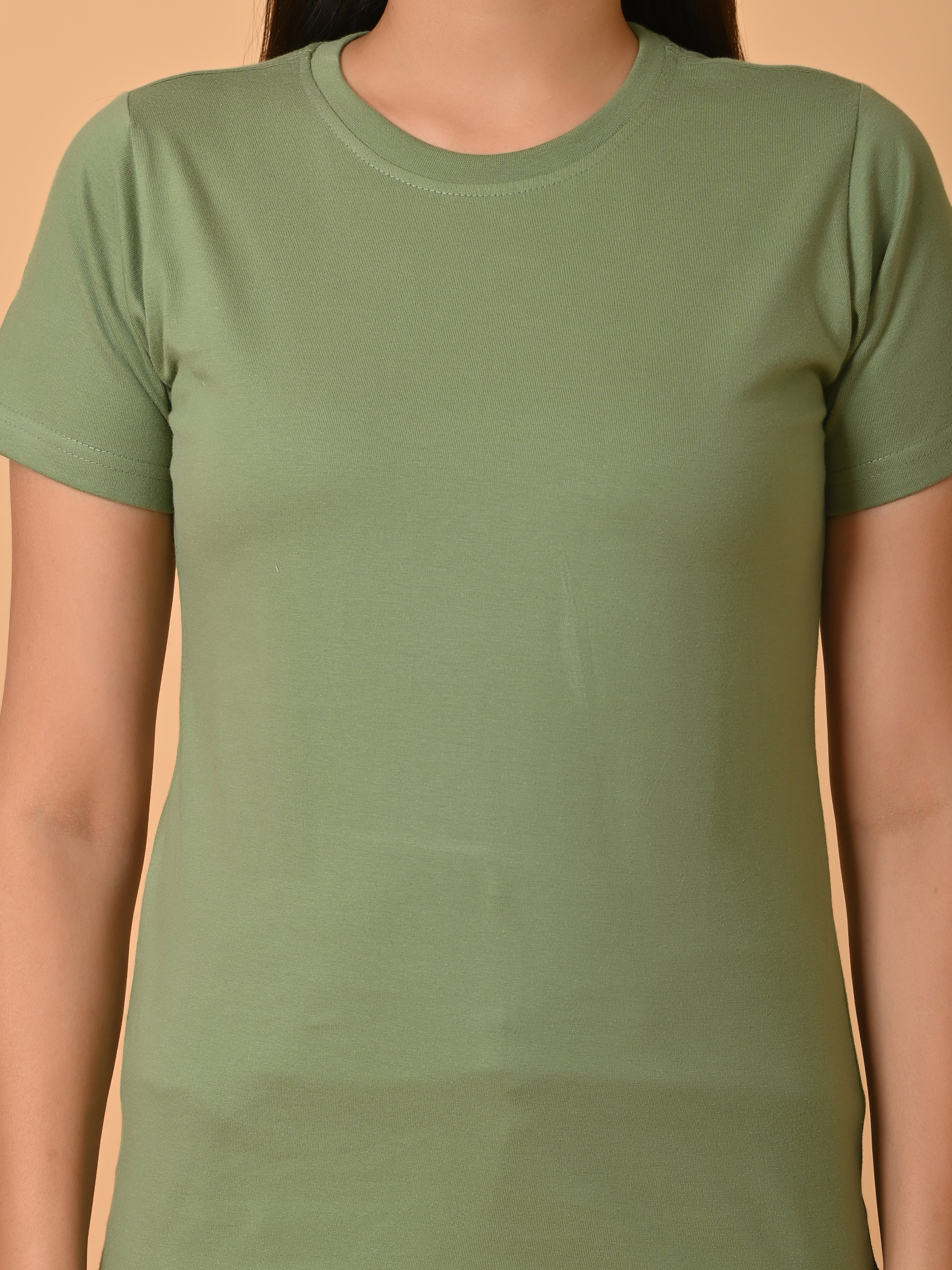 Lykcon Women's Cotton Premium Regular Fit T-Shirt- Warm Green