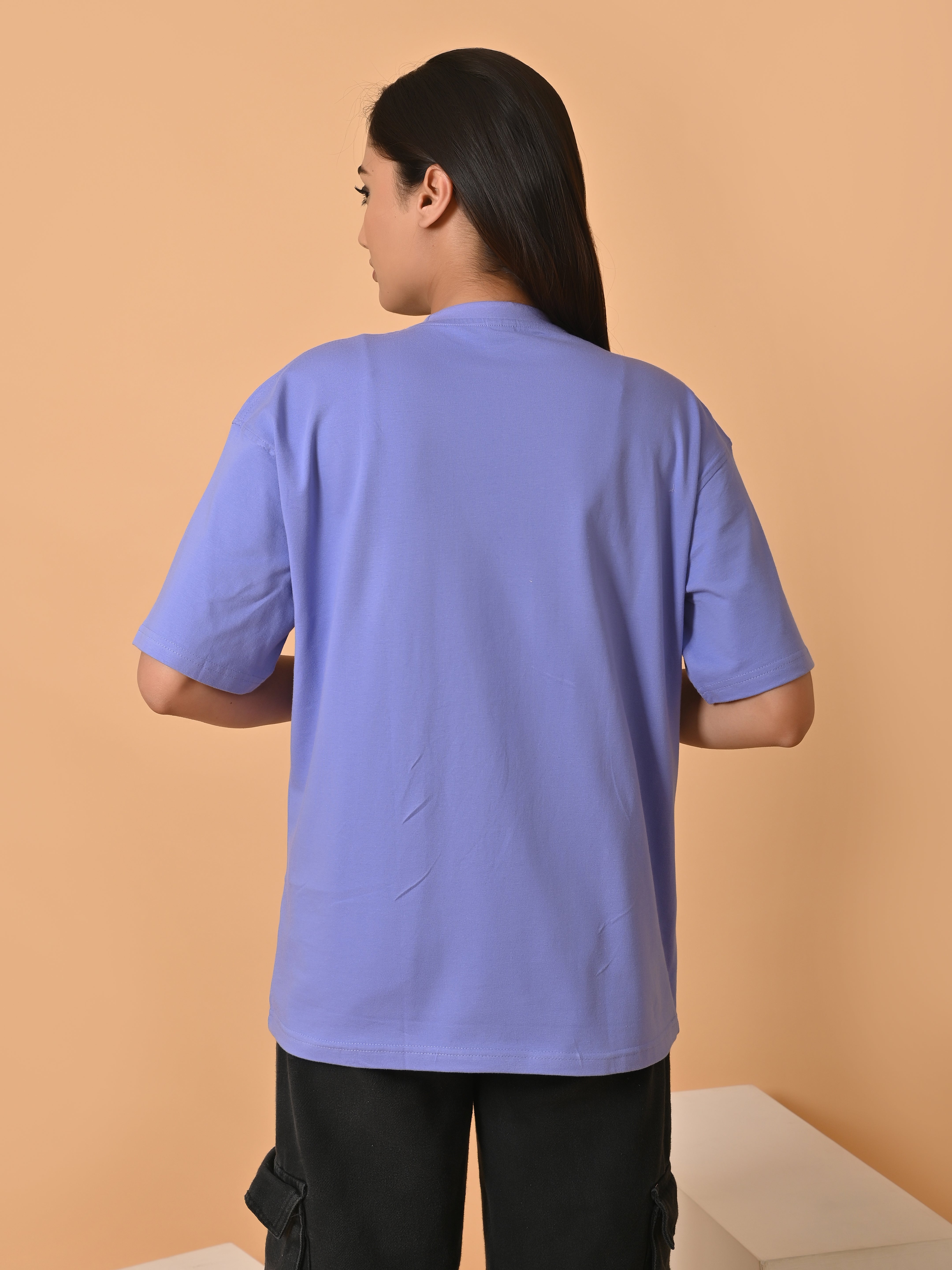 LYKCON Women's Cotton Lycra Oversized T-shirt - Lavender