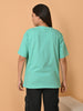 LYKCON Women's Cotton Lycra Oversized T-shirt -Sea Green