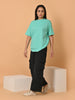LYKCON Women's Cotton Lycra Oversized T-shirt -Sea Green