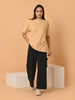 LYKCON Women's Cotton Lycra Oversized T-shirt -Beige