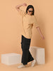 LYKCON Women's Cotton Lycra Oversized T-shirt -Beige