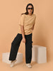 LYKCON Women's Cotton Lycra Oversized T-shirt -Beige