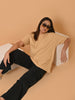 LYKCON Women's Cotton Lycra Oversized T-shirt -Beige