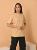 LYKCON Women's Cotton Lycra Oversized T-shirt -Beige