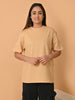 LYKCON Women's Cotton Lycra Oversized T-shirt -Beige