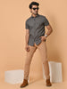 Lykcon Men's Premium Satin Grey, Black and White Azure Knot Half Sleeves Printed Shirt - Monochrome Mastery
