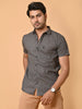Lykcon Men's Premium Satin Grey, Black and White Azure Knot Half Sleeves Printed Shirt - Monochrome Mastery