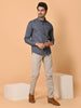 Lykcon Men's Premium Satin Abstract Checks Full Sleeves Printed Shirts in Stunning Hues : "True Blue Style"