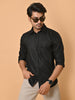 "Eternal Elegance: Men's Full Sleeves Plain Black Shirt Giza Cotton Perfection"
