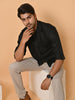 "Eternal Elegance: Men's Full Sleeves Plain Black Shirt Giza Cotton Perfection"