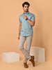 Lykcon Men's Premium Satin Light Blue Half Sleeves Printed Shirts in Floral Checks Pattern