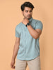 Lykcon Men's Premium Satin Light Blue Half Sleeves Printed Shirts in Floral Checks Pattern