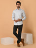 "Eternal Elegance: Men's Full Sleeves Plain Aqua Grey Shirt Giza Cotton Perfection"