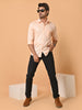 "Eternal Elegance: Men's Full Sleeves Plain Peach Shirt Giza Cotton Perfection"