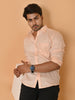 "Eternal Elegance: Men's Full Sleeves Plain Peach Shirt Giza Cotton Perfection"