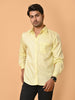 "Eternal Elegance: Men's Full Sleeves Plain Yellow Shirt Giza Cotton Perfection"