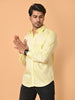 "Eternal Elegance: Men's Full Sleeves Plain Yellow Shirt Giza Cotton Perfection"