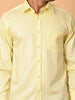 "Eternal Elegance: Men's Full Sleeves Plain Yellow Shirt Giza Cotton Perfection"