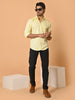 "Eternal Elegance: Men's Full Sleeves Plain Yellow Shirt Giza Cotton Perfection"