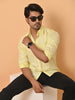 "Eternal Elegance: Men's Full Sleeves Plain Yellow Shirt Giza Cotton Perfection"