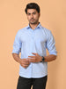 "Eternal Elegance: Men's Full Sleeves Plain Tropical Blue Shirt Giza Cotton Perfection"