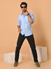 "Eternal Elegance: Men's Full Sleeves Plain Tropical Blue Shirt Giza Cotton Perfection"